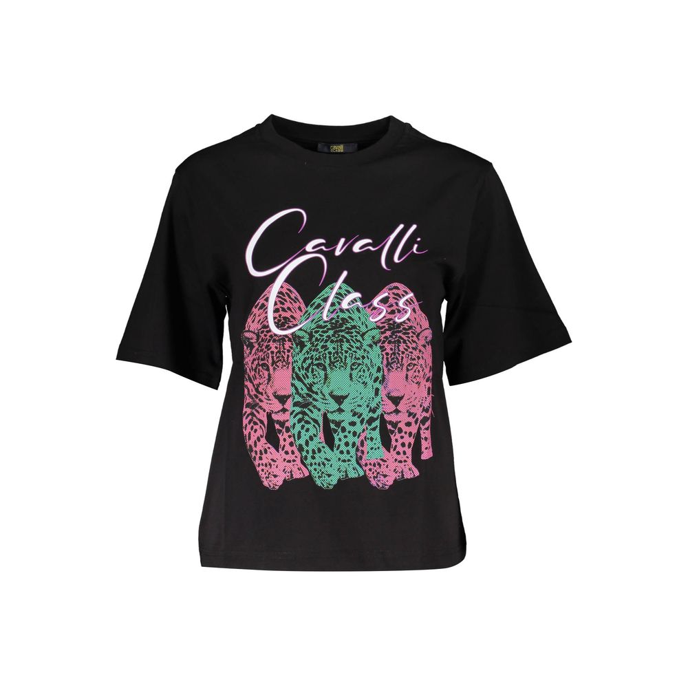 Cavalli Class Black Cotton Tops & T-Shirt-Cavalli Class-S-Urbanheer