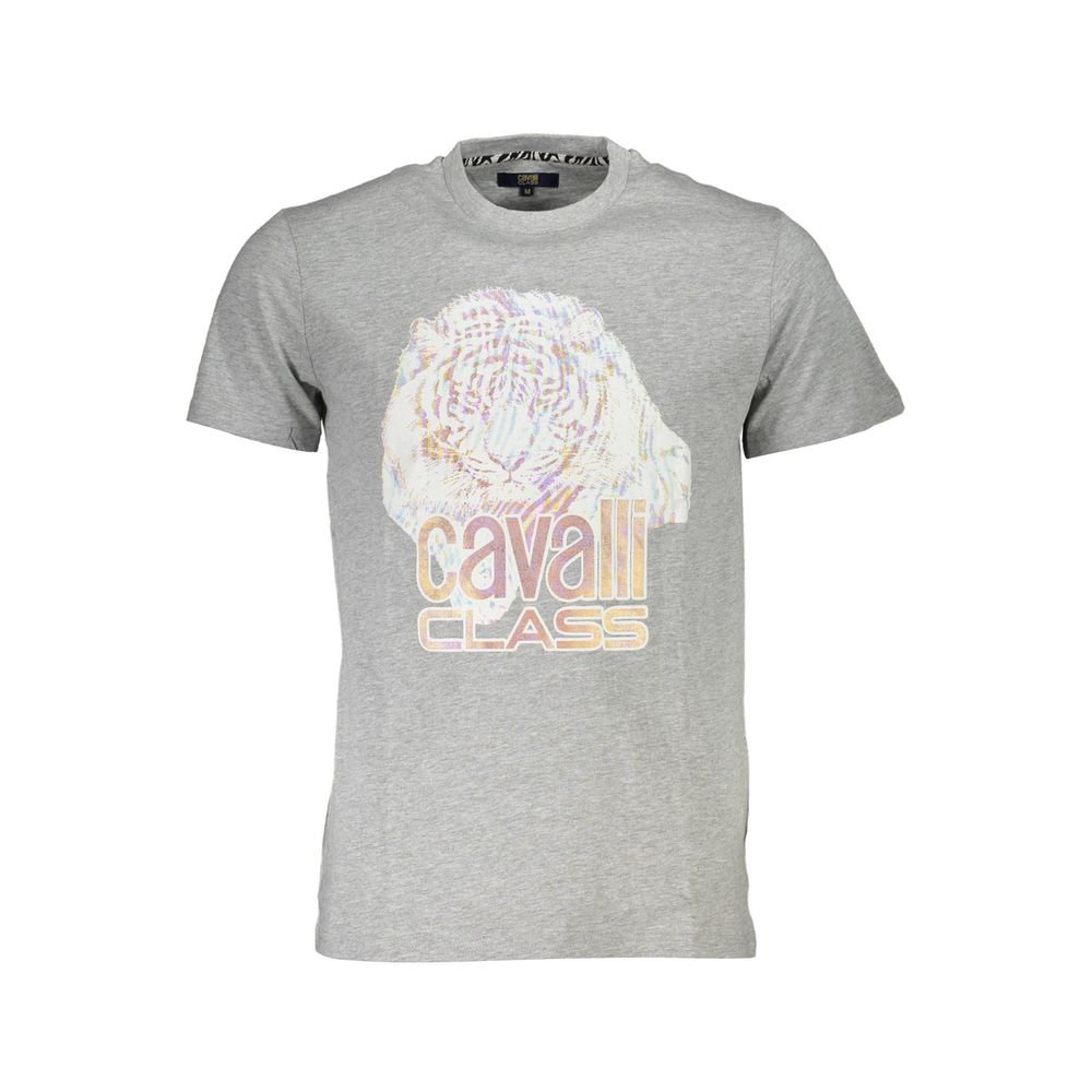Cavalli Class Gray Cotton Men T-Shirt-Cavalli Class-M-Urbanheer