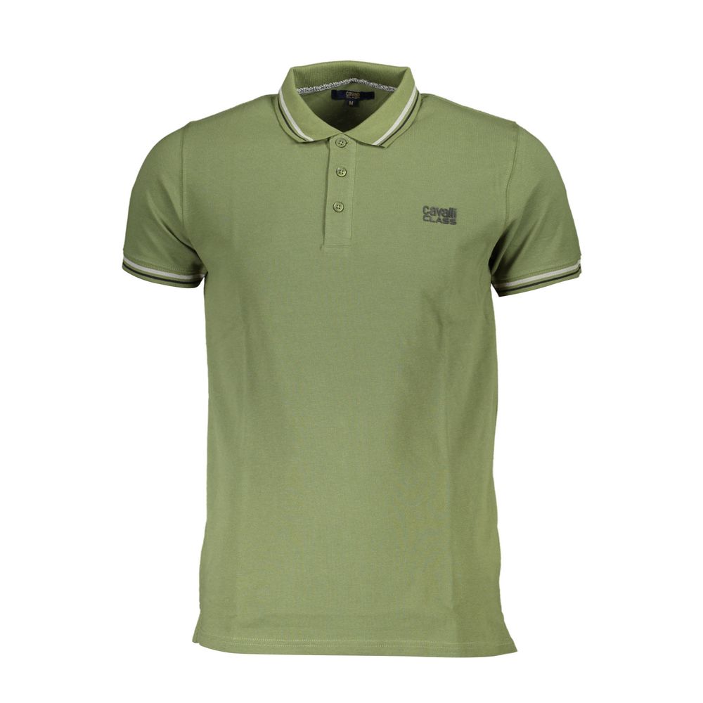 Cavalli Class Green Cotton Men Polo Shirt-Cavalli Class-M-Urbanheer