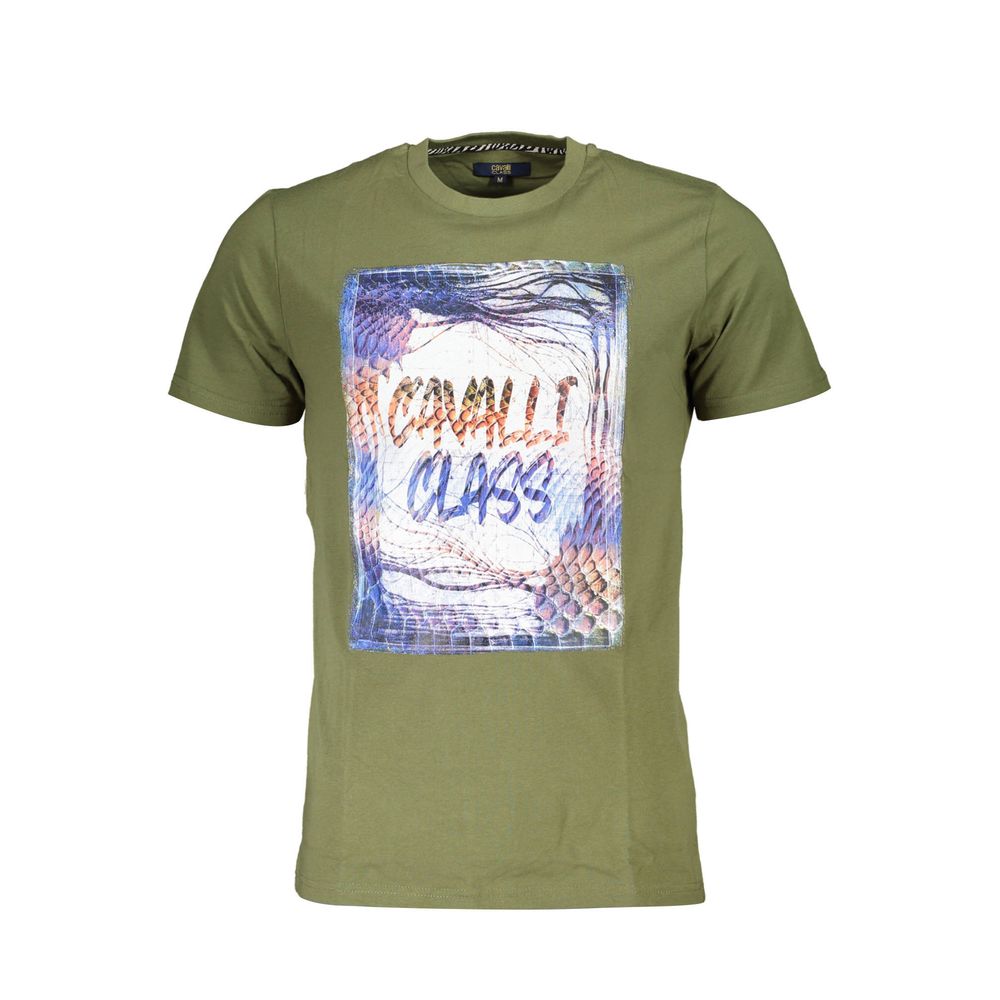 Cavalli Class Green Cotton Men T-Shirt-Cavalli Class-M-Urbanheer