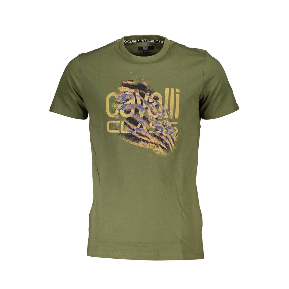 Cavalli Class Green Cotton T-Shirt-Cavalli Class-XL-Urbanheer