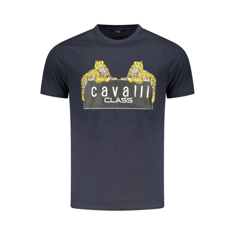 Cavalli Class Leopard-print Cotton T-shirt Navy Blue