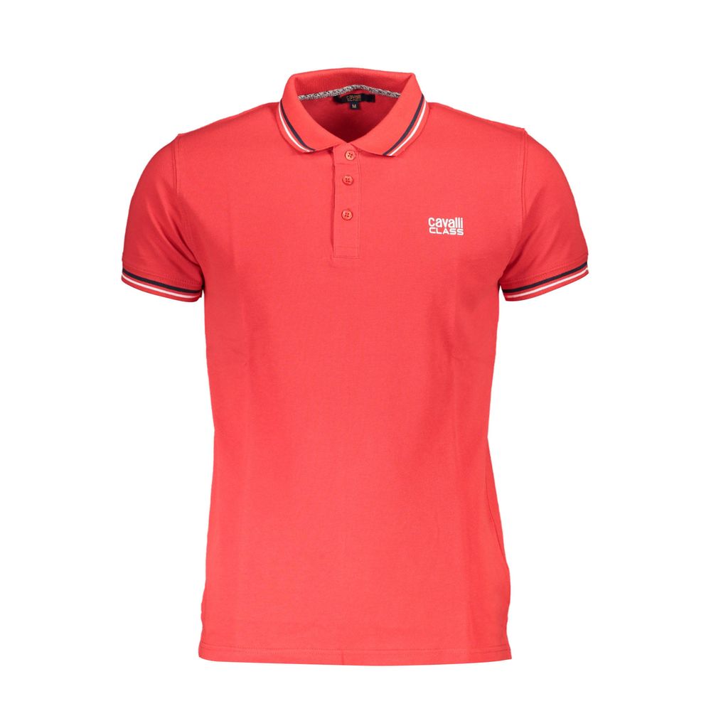 Cavalli Class Red Cotton Men Polo Shirt-Cavalli Class-M-Urbanheer