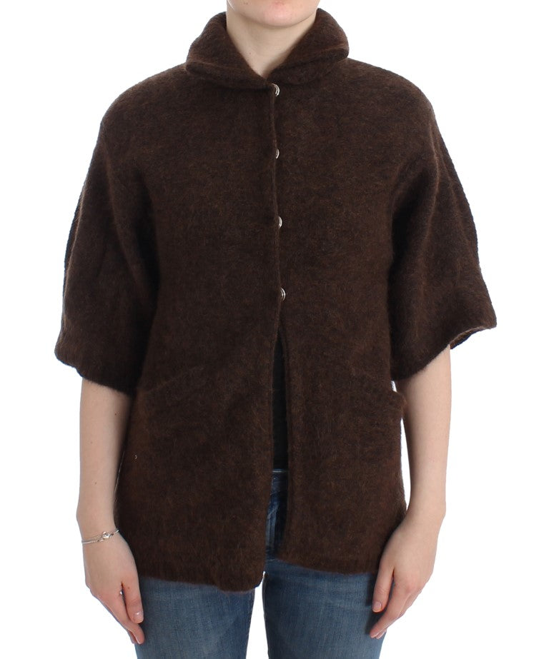 Cavalli Elegant Short Sleeved Brown Cardigan-Cavalli-IT44|L-Urbanheer