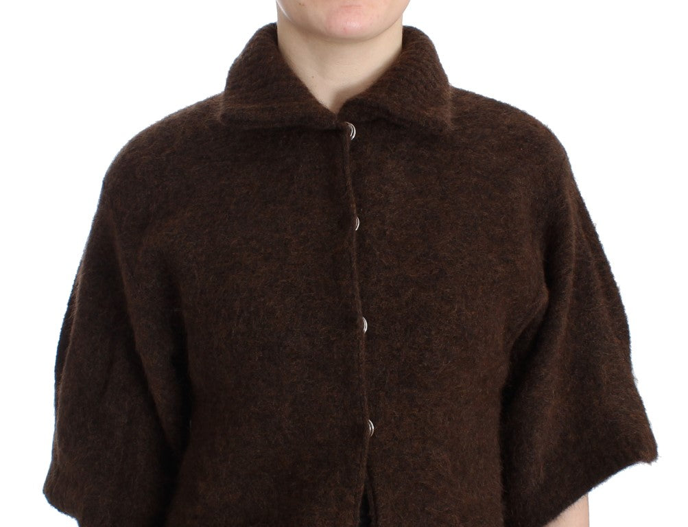 Cavalli Elegant Short Sleeved Brown Cardigan-Cavalli-IT44|L-Urbanheer