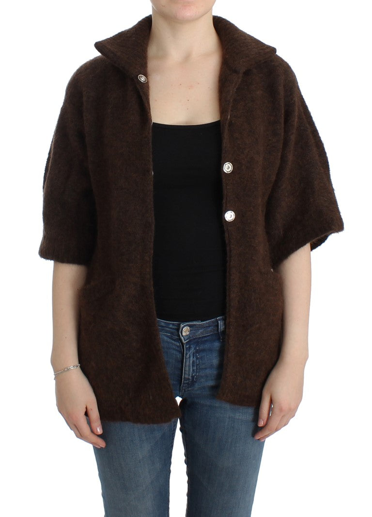 Cavalli Elegant Short Sleeved Brown Cardigan-Cavalli-IT44|L-Urbanheer