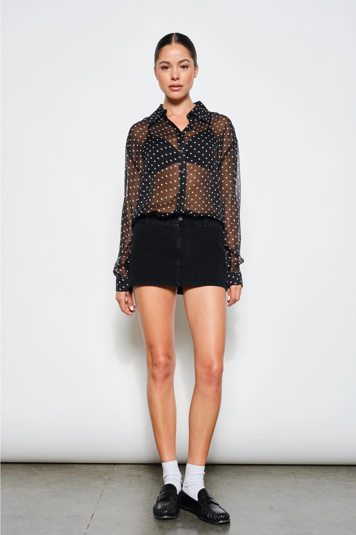 Cecilia Polka Dot Shirt in Black