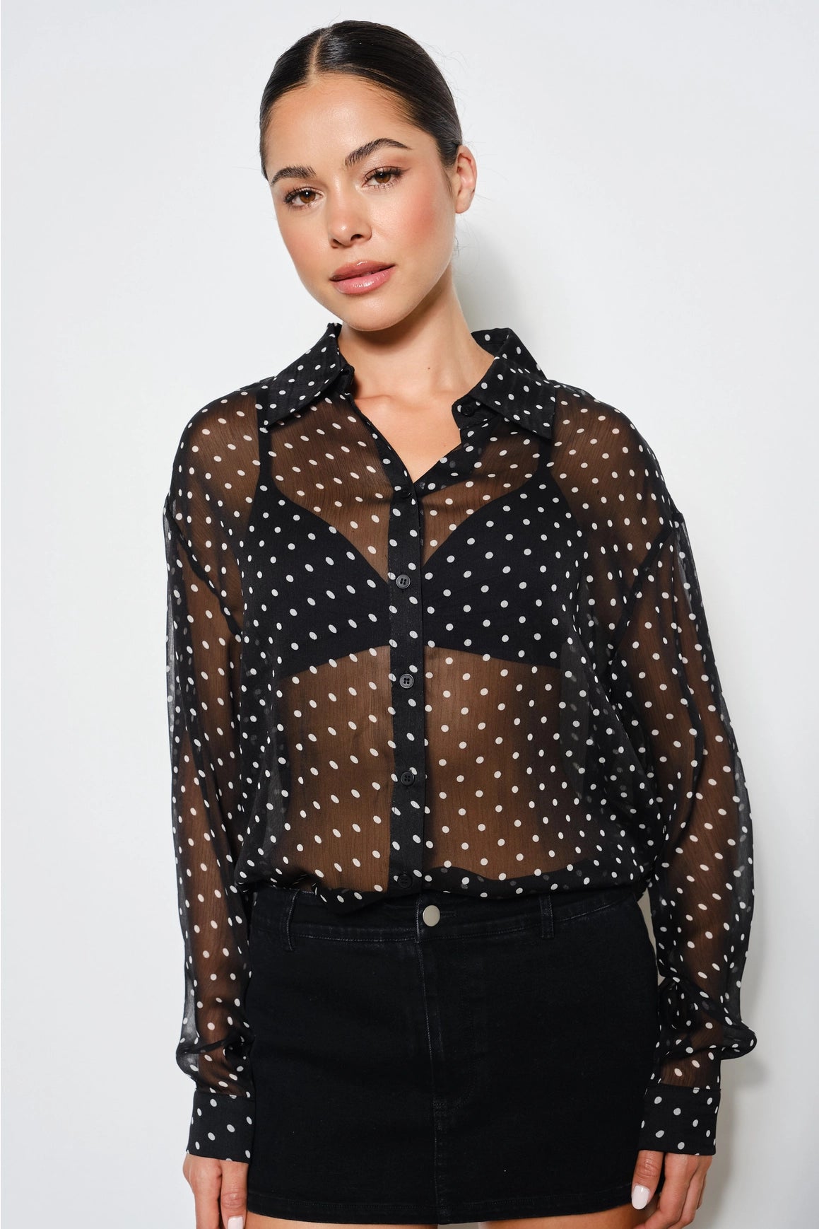 Cecilia Polka Dot Shirt in Black