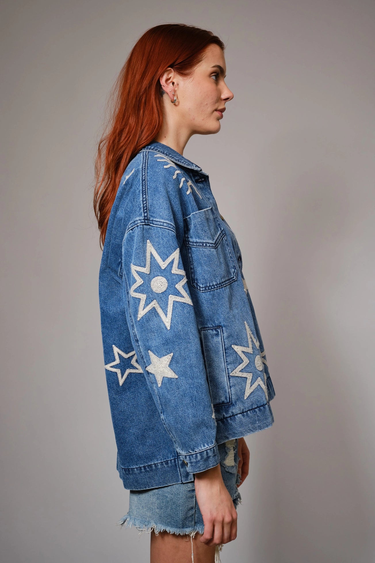 Celestial Embroidered Denim Jacket