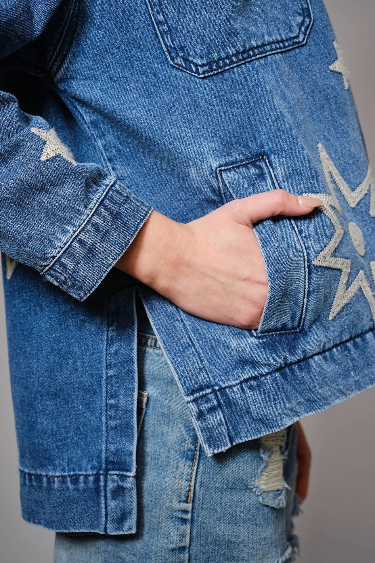 Celestial Embroidered Denim Jacket