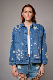 Celestial Embroidered Denim Jacket
