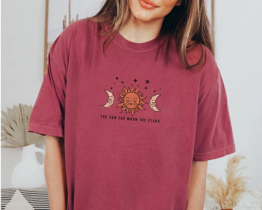 Celestial Tee The Sun Moon Stars Graphic Shirt-Tee-P E T I T R U E-S-Brick-Urbanheer