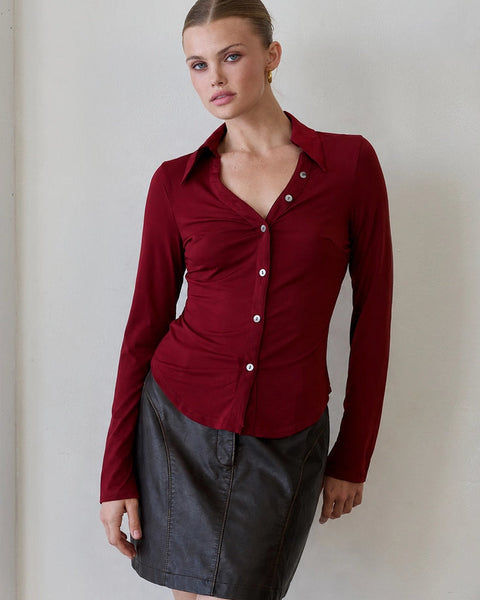 Celia Button Front Knit Top