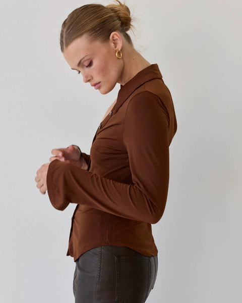 Celia Button Front Knit Top