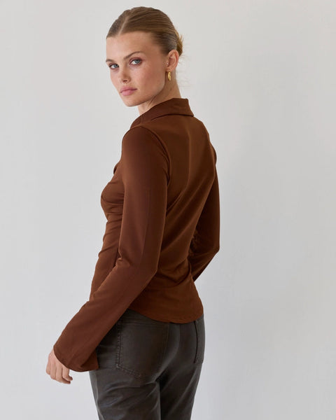 Celia Button Front Knit Top