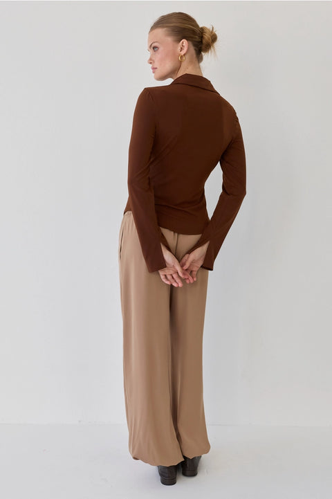 Celia Button Front Knit Top