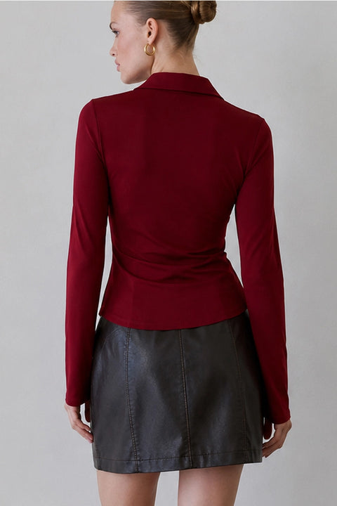Celia Button Front Knit Top
