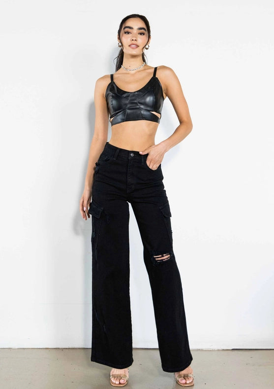 Cells Cargo Wide Jeans Black-Jeans-Vibrant M.i.U-1-Black-Urbanheer