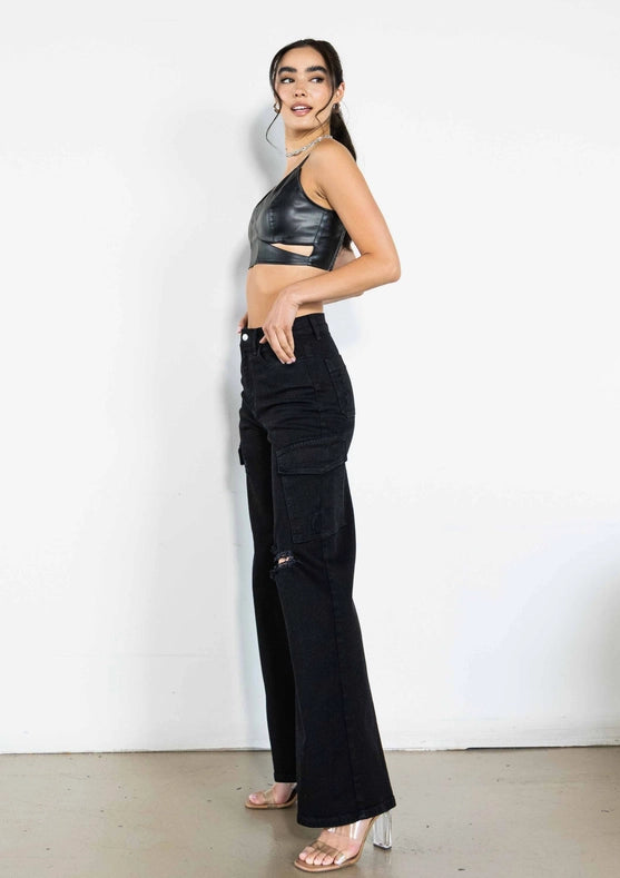 Cells Cargo Wide Jeans Black-Jeans-Vibrant M.i.U-1-Black-Urbanheer