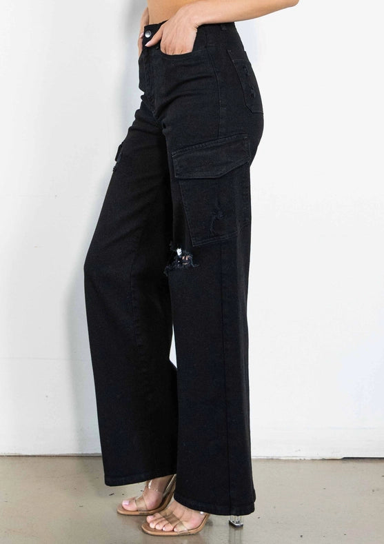 Cells Cargo Wide Jeans Black-Jeans-Vibrant M.i.U-1-Black-Urbanheer