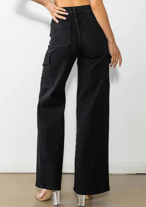 Cells Cargo Wide Jeans Black-Jeans-Vibrant M.i.U-1-Black-Urbanheer