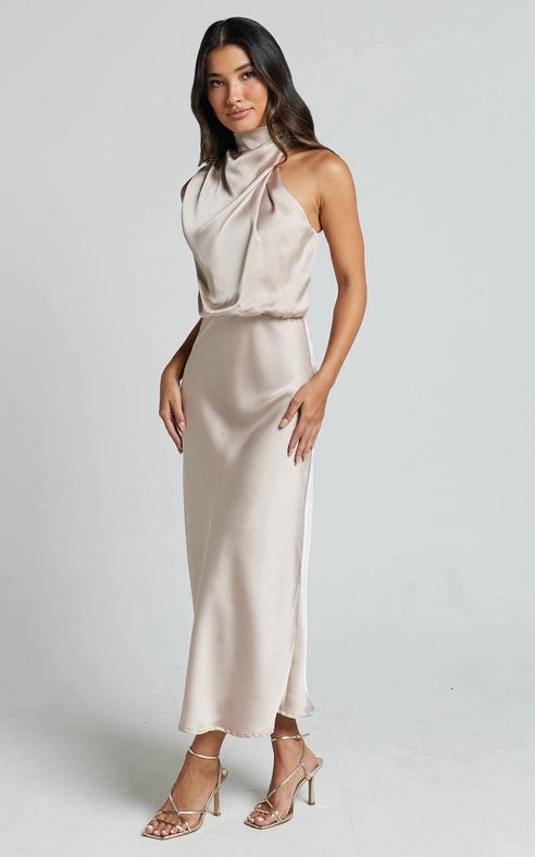 Champagne Maxi Dress from Amourique exclusive at Urbanheer. Champagne Maxi Dress from Amourique exclusive at Urbanheer.