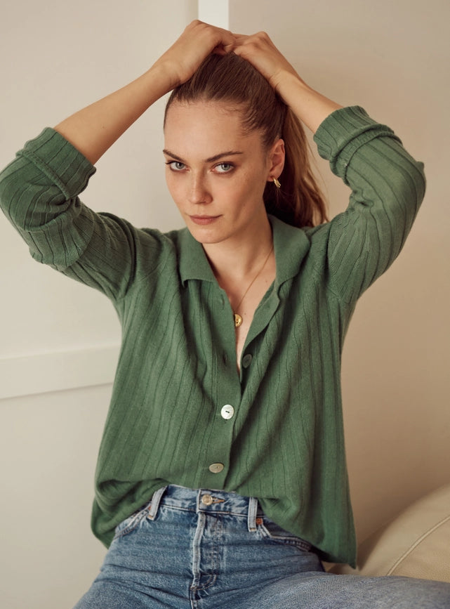 Charlotte Cardigan Green-Cardigan-Bel Cashmere S.C.-S-Green-Urbanheer