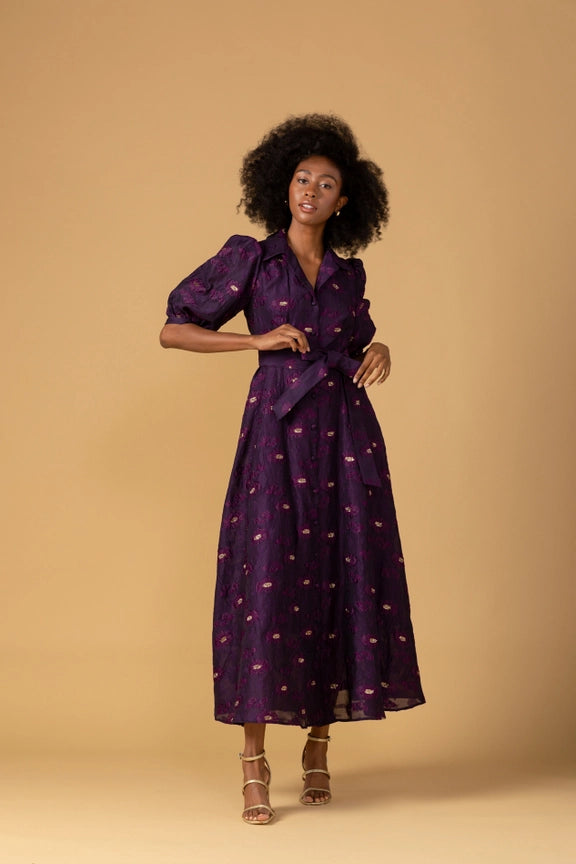 Charlotte Gown- Plum Organza-Dress-Abbey Glass-XS-Urbanheer