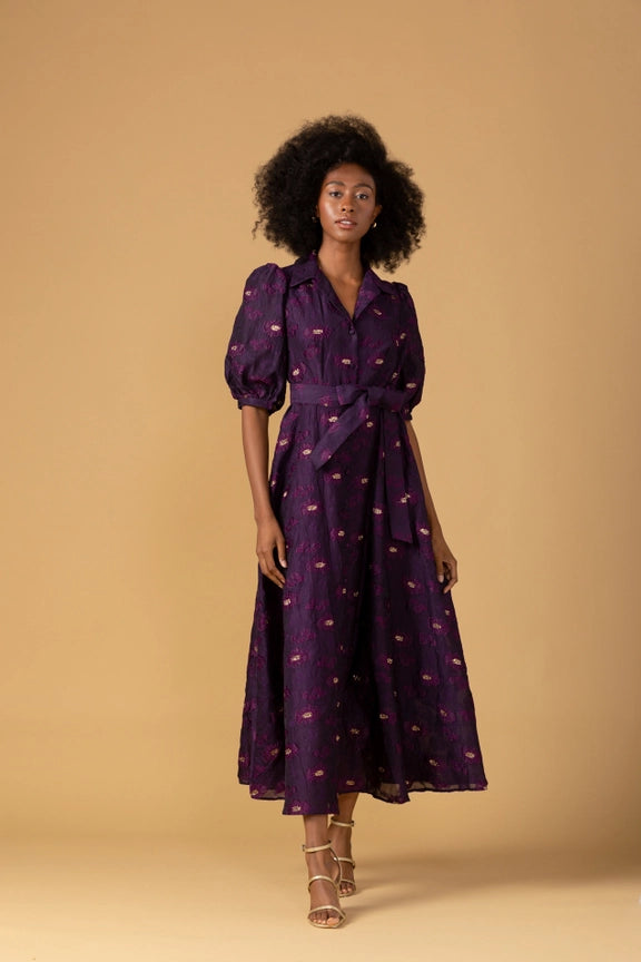 Charlotte Gown- Plum Organza-Dress-Abbey Glass-XS-Urbanheer