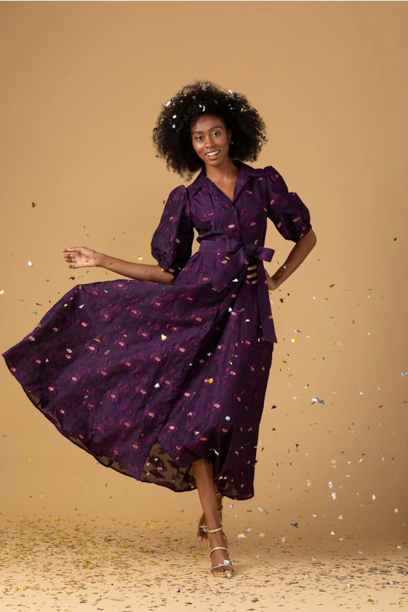 Charlotte Gown- Plum Organza-Dress-Abbey Glass-XS-Urbanheer