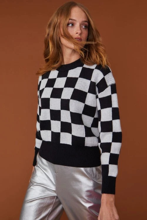Checked Black - White Cashmere Jumper-Tops-Buy Me Fur Ltd-One Size-Black / White-Cashmere-Urbanheer
