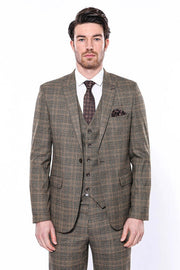 Checked Slim-Fit Brown Men Blazer-Blazer-Wessi-36-Brown-Urbanheer