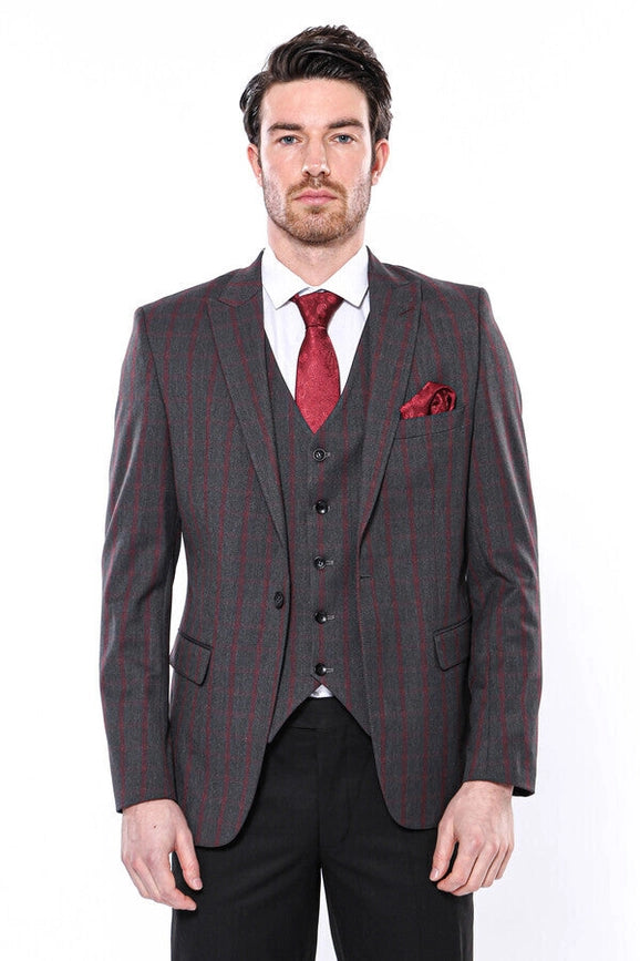 Checked Slim-Fit Dark Grey Men Blazer-Blazer-Wessi-36-Anthracite-Urbanheer