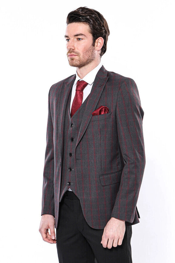 Checked Slim-Fit Dark Grey Men Blazer-Blazer-Wessi-36-Anthracite-Urbanheer