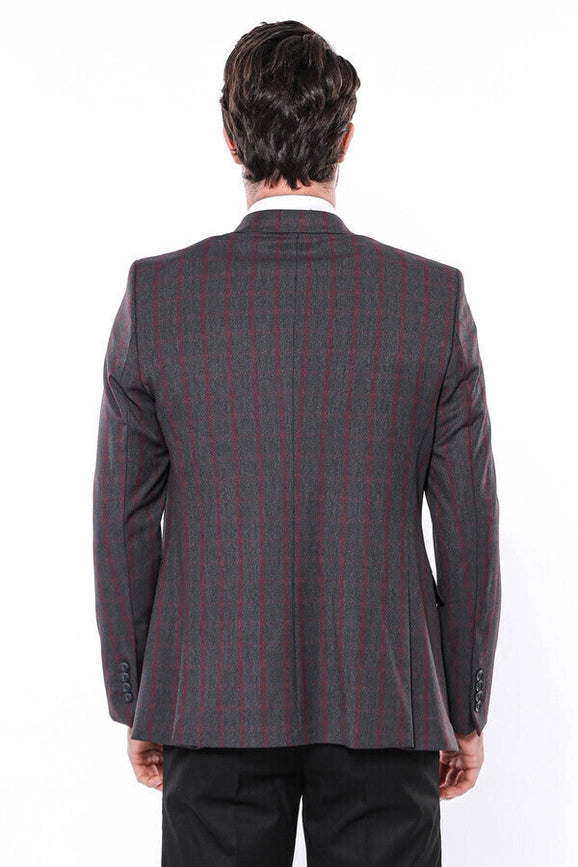 Checked Slim-Fit Dark Grey Men Blazer-Blazer-Wessi-36-Anthracite-Urbanheer