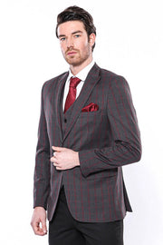 Checked Slim-Fit Dark Grey Men Blazer-Blazer-Wessi-36-Anthracite-Urbanheer