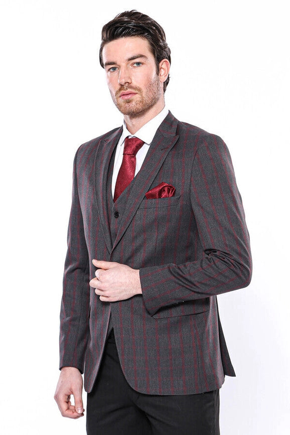 Checked Slim-Fit Dark Grey Men Blazer-Blazer-Wessi-36-Anthracite-Urbanheer