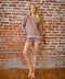 Checker Frill Ruffle Sweater and Shorts Set-Set-Blue B-S-WALNUT-Urbanheer