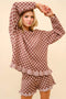 Checker Frill Ruffle Sweater and Shorts Set-Set-Blue B-S-WALNUT-Urbanheer