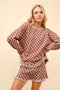 Checker Frill Ruffle Sweater and Shorts Set-Set-Blue B-S-WALNUT-Urbanheer