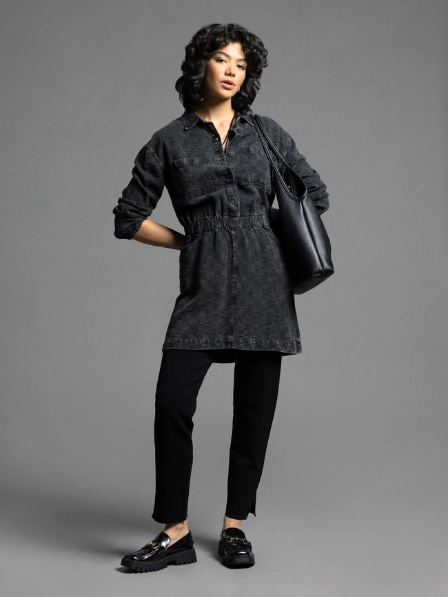 Checkered Pattern Dress - Adoria Dress BLACK-Dress-Weekend Los Angeles-XS-BLACK-Urbanheer