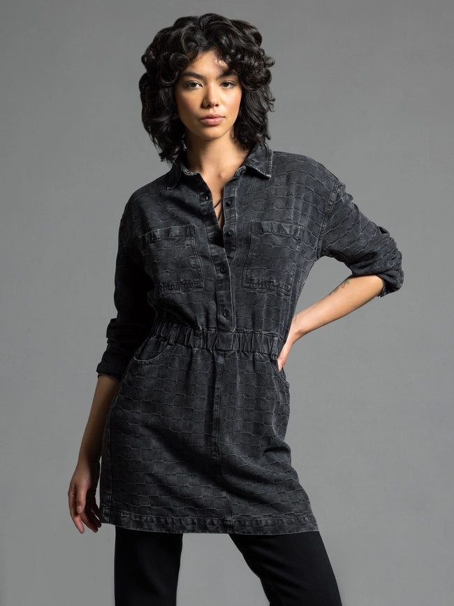 Checkered Pattern Dress - Adoria Dress BLACK-Dress-Weekend Los Angeles-XS-BLACK-Urbanheer