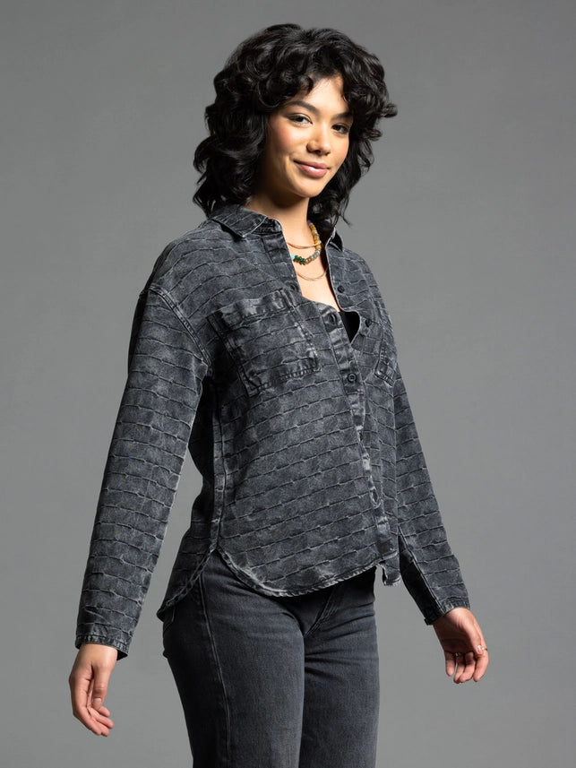 Checkered Pattern Shirt - Adoria Shirt BLACK-Shirt-Weekend Los Angeles-XS-BLACK-Urbanheer