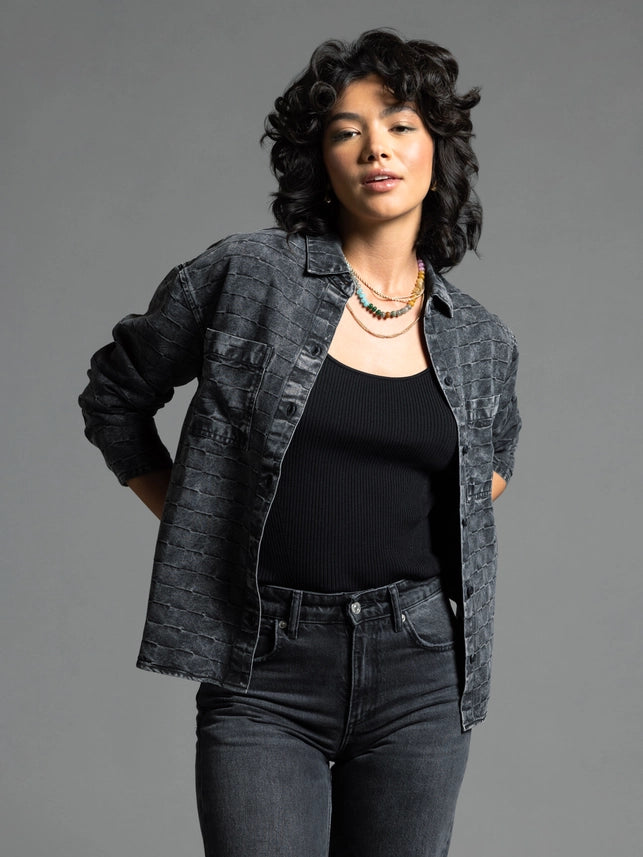 Checkered Pattern Shirt - Adoria Shirt BLACK-Shirt-Weekend Los Angeles-XS-BLACK-Urbanheer