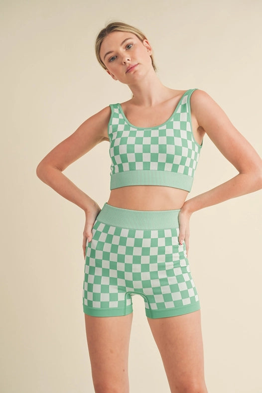 Checkmate Cropped Two Piece Green