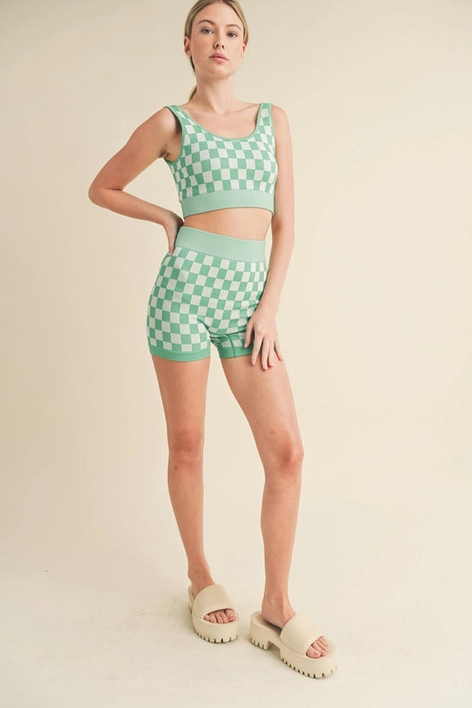 Checkmate Cropped Two Piece Green