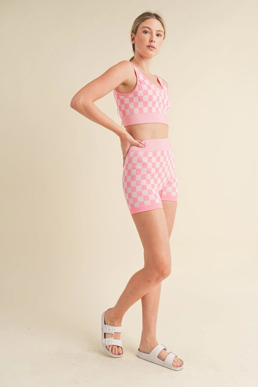 Checkmate Cropped Two Piece Pink
