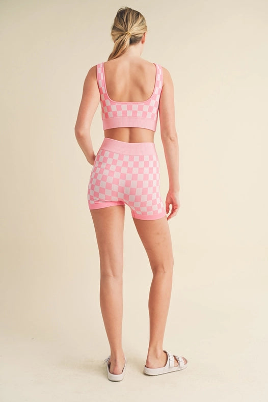 Checkmate Cropped Two Piece Pink