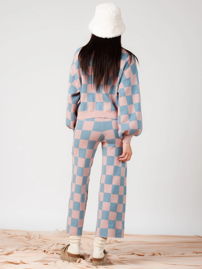 Checkmate Sweater and Pant Set-Mauve Blue-Set-Lucca Couture-XS-Urbanheer