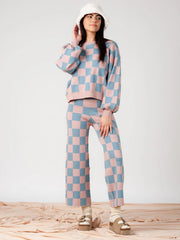 Checkmate Sweater and Pant Set-Mauve Blue-Set-Lucca Couture-XS-Urbanheer